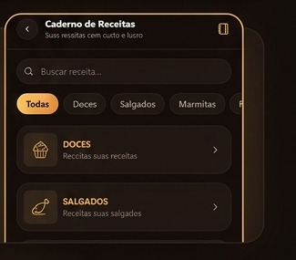 Tela real do app: Caderno de Receitas