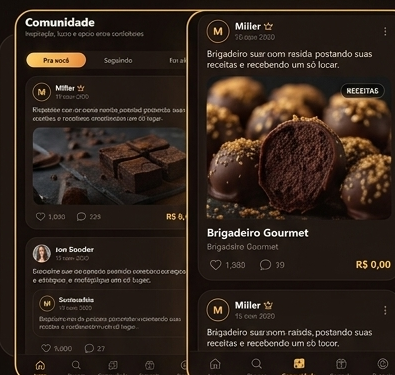 Tela real do app: Comunidade Lucrify